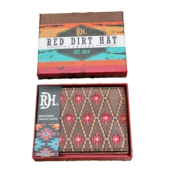 Red Dirt Hat Co Genuine Leather Bifold Cowboy Bootbarn Wallet Aztec 23111881W16 - Picture 1 of 3